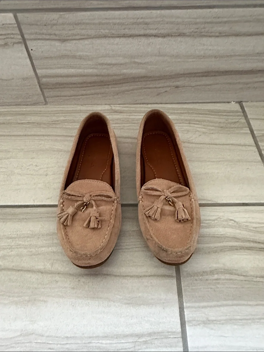 Coach Women's Suede Tassel Loafers in Taupe